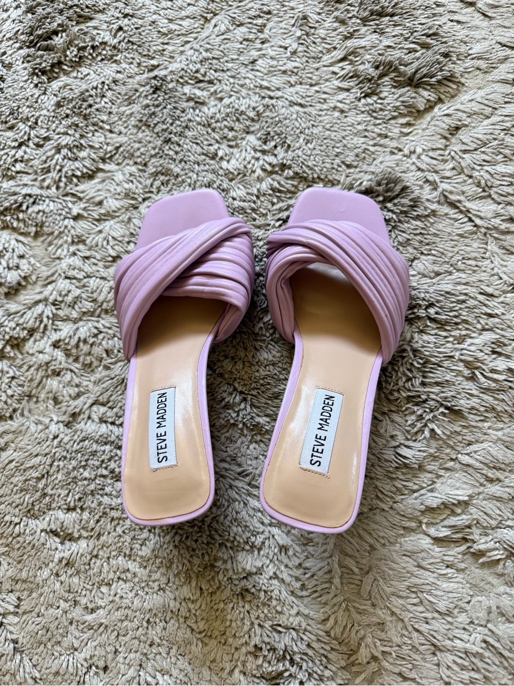 Steve Madden Women's Lavender purple Twisted Slide Mules heels open toe size US